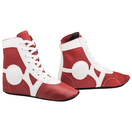 Купить Обувь для самбо SM-0102, кожа, красный Rusco в Благовещенске 