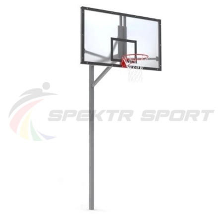 Купить Стойка баскетбольная уличная упрощенная со щитом из оргстекла, кольцом и сеткой SP D 412 в Благовещенске 
