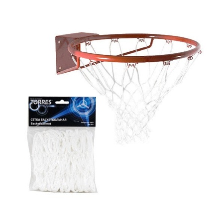 Купить Сетка баскетбольная Torres, нить 4 мм, белая в Благовещенске 
