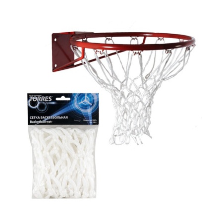 Купить Сетка баскетбольная Torres, нить 6 мм, белая в Благовещенске 